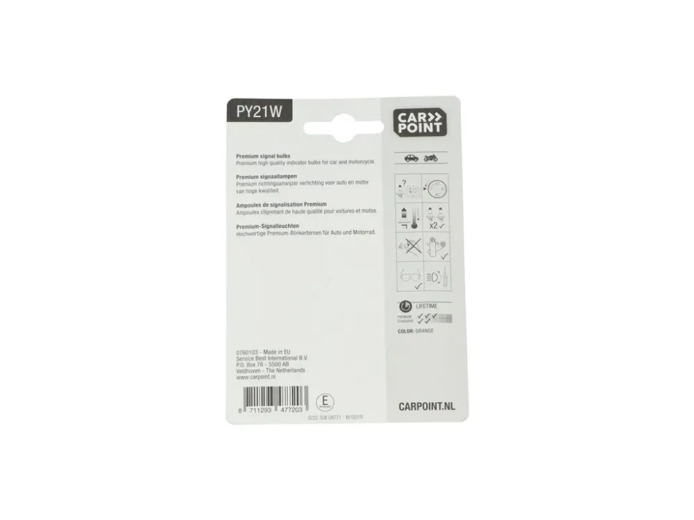 Carpoint Premium Lampes de Voiture 12V PY21W 2 Pièces