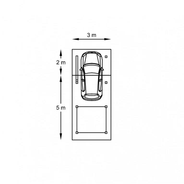 Carport en bois avec remise 3 x 7 m – Sapin du Nord traité – Toit plat métal – Abri voiture avec espace de rangement
