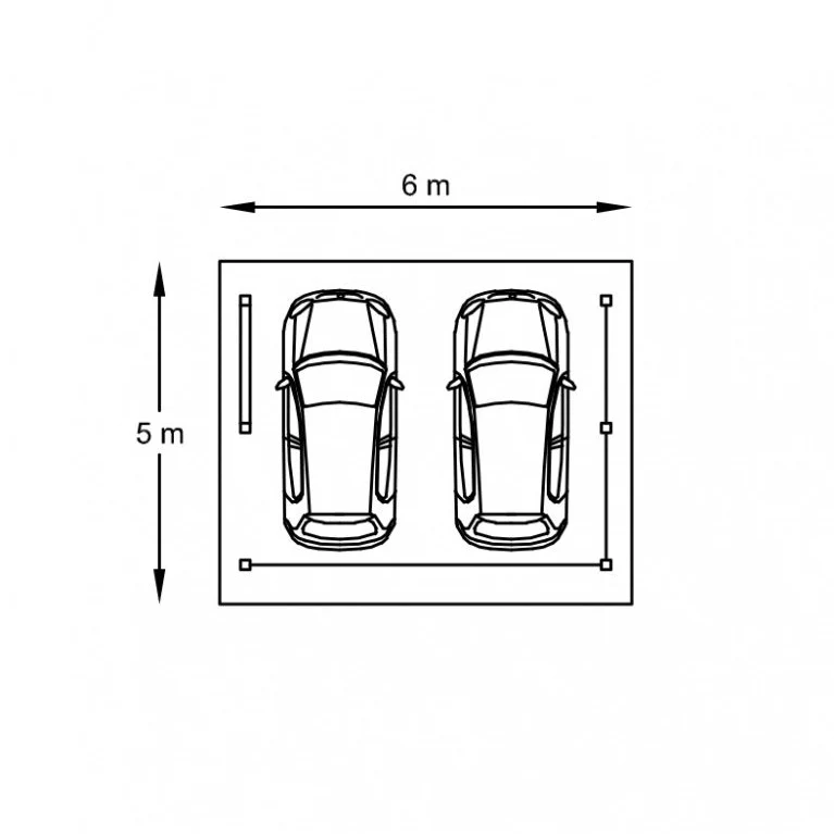 Carport en bois 5 x 6 m – Sapin du Nord traité – Toit plat métal – Abri voiture spacieux et durable