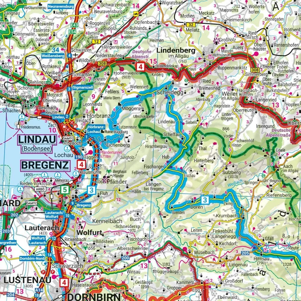 Carte spéciale moto - Lac de Constance, Allgäu, Suisse Est, Vorarlberg | Freytag & Berndt
