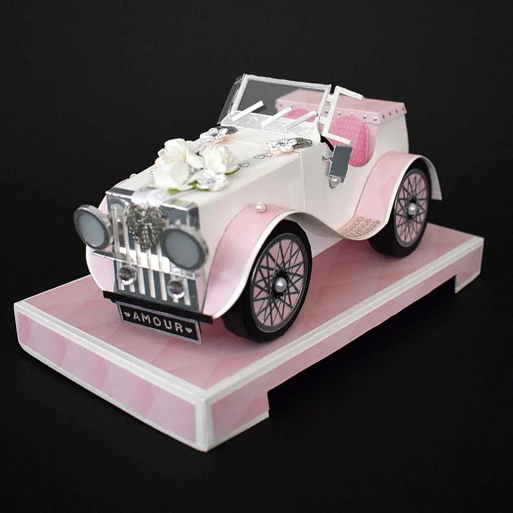Boîte surprise mariage tirelire – urne mariage originale voiture rétro artisanale Cartes and co