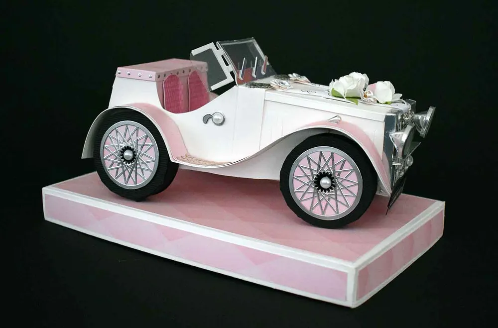 Boîte surprise mariage tirelire – urne mariage originale voiture rétro artisanale Cartes and co
