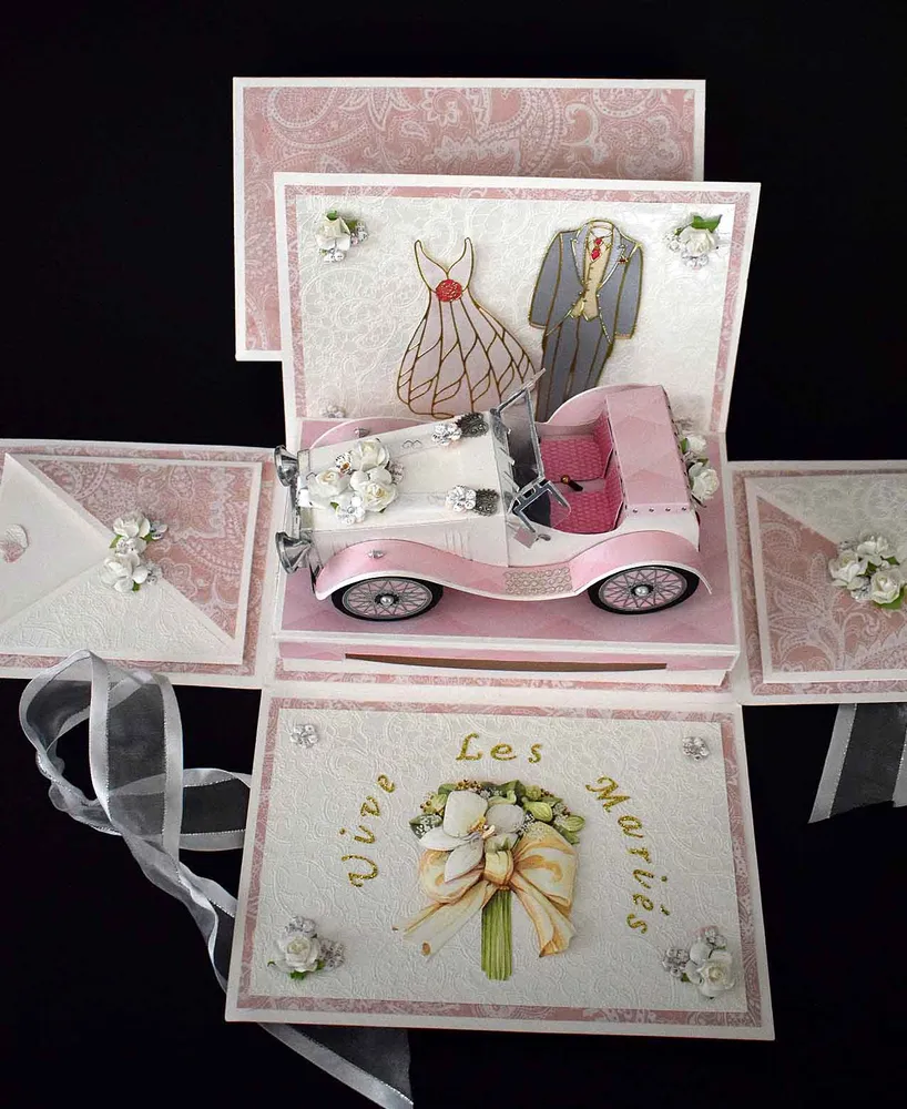 Boîte surprise mariage tirelire – urne mariage originale voiture rétro artisanale Cartes and co