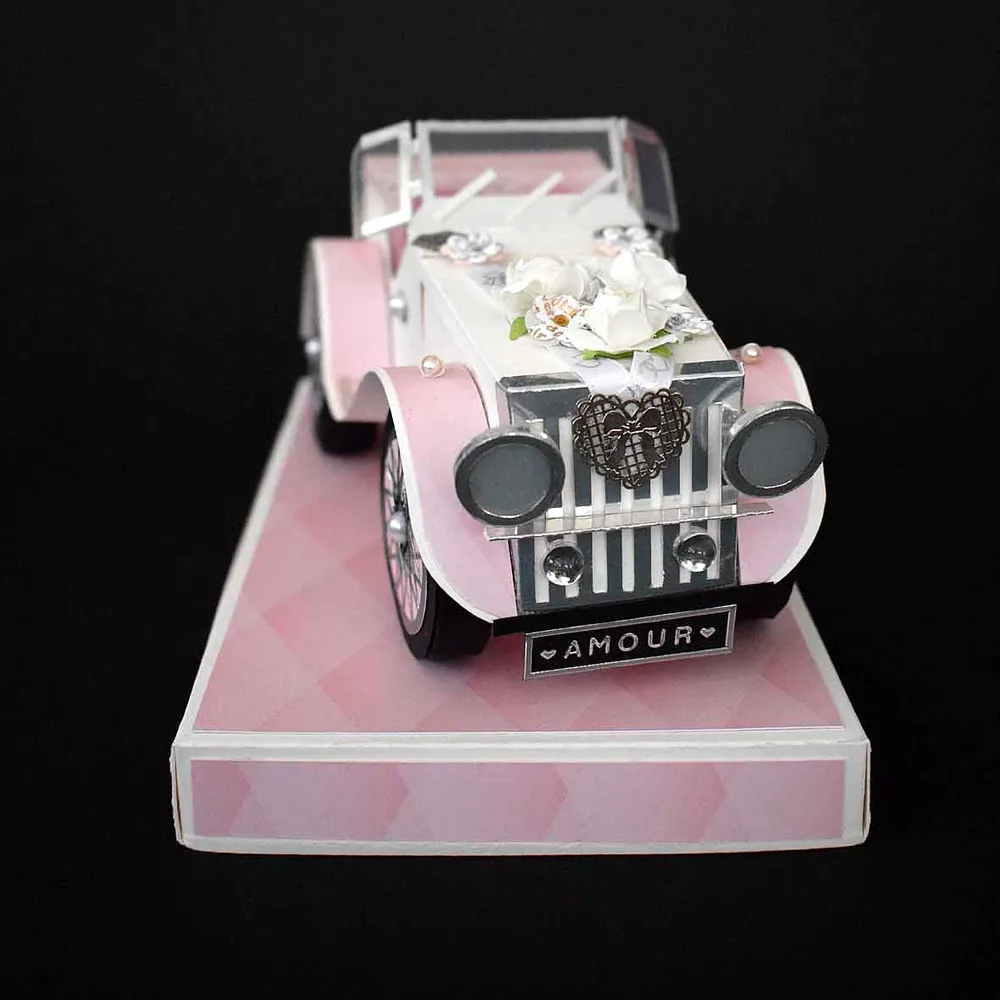 Boîte surprise mariage tirelire – urne mariage originale voiture rétro artisanale Cartes and co