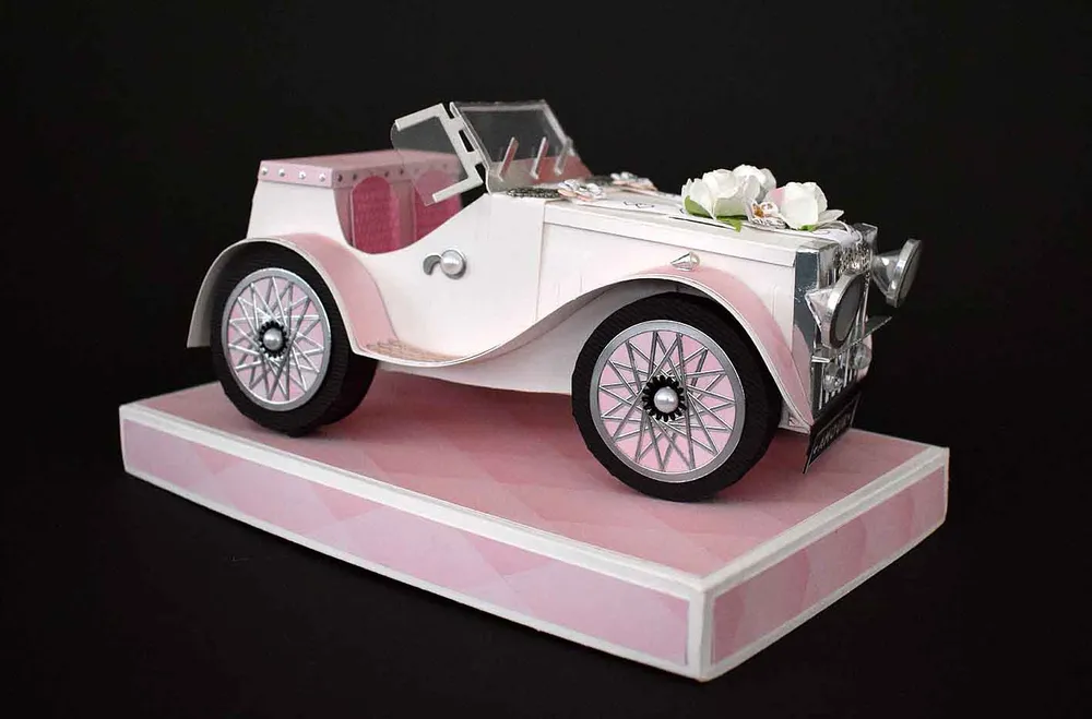 Boîte surprise mariage tirelire – urne mariage originale voiture rétro artisanale Cartes and co