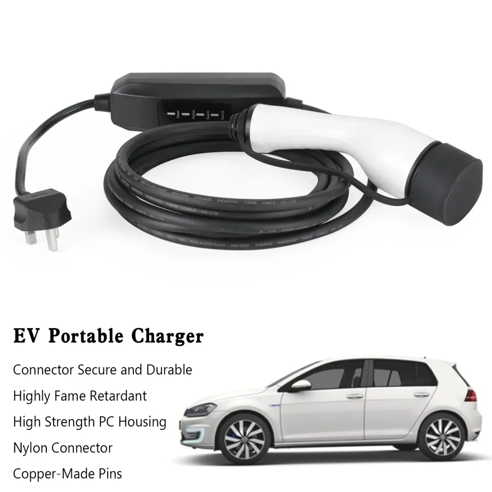 Câble de chargement portable EV 13A 240V, 5.5M, STOCK LOCAL britannique, Type 2, prise britannique, chargeur de voiture él...