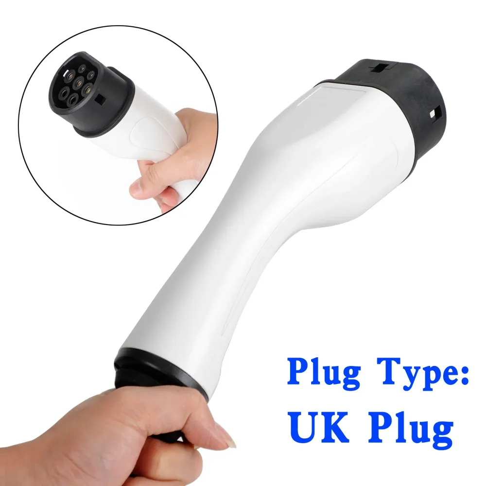 Câble de chargement portable EV 13A 240V, 5.5M, STOCK LOCAL britannique, Type 2, prise britannique, chargeur de voiture él...