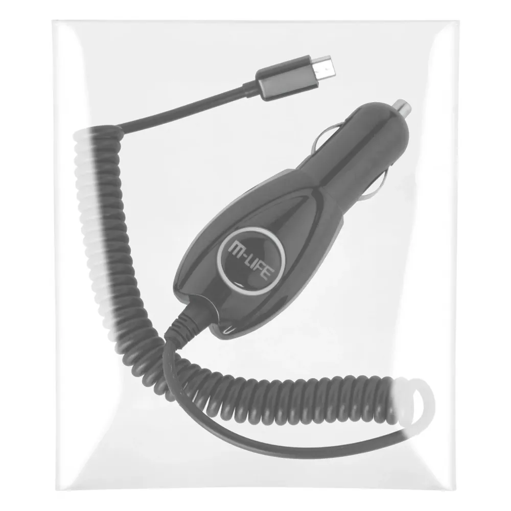 Câble en spirale MicroUSB 800mAh M-Life pour chargeur de voiture