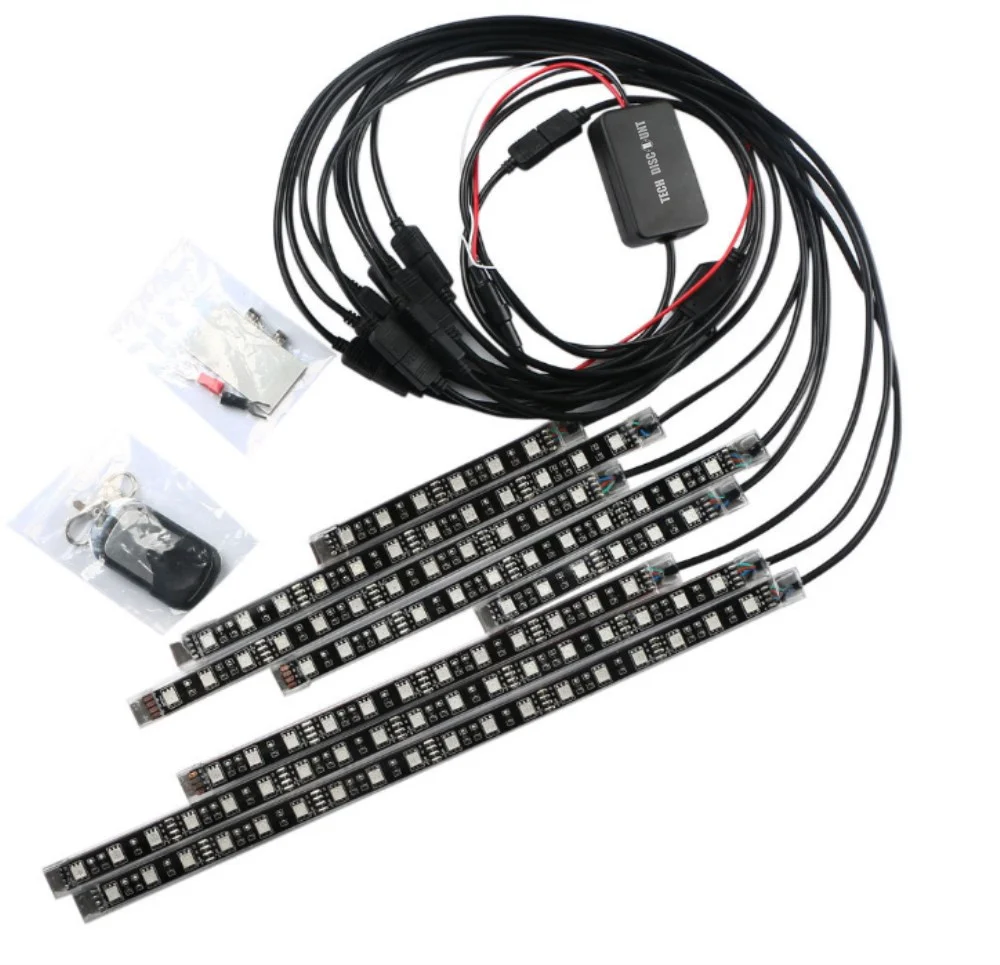 TD® chaine led moto vélo lumens voiture ruban bande néons lumière multicolores extérieur décoration télécommande auto cade...