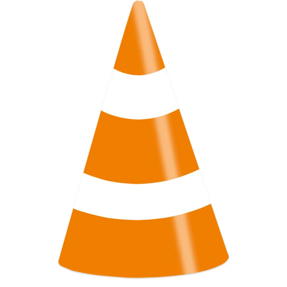 Chapeaux de fête, cônes de circulation, voiture "On road", pack de 8