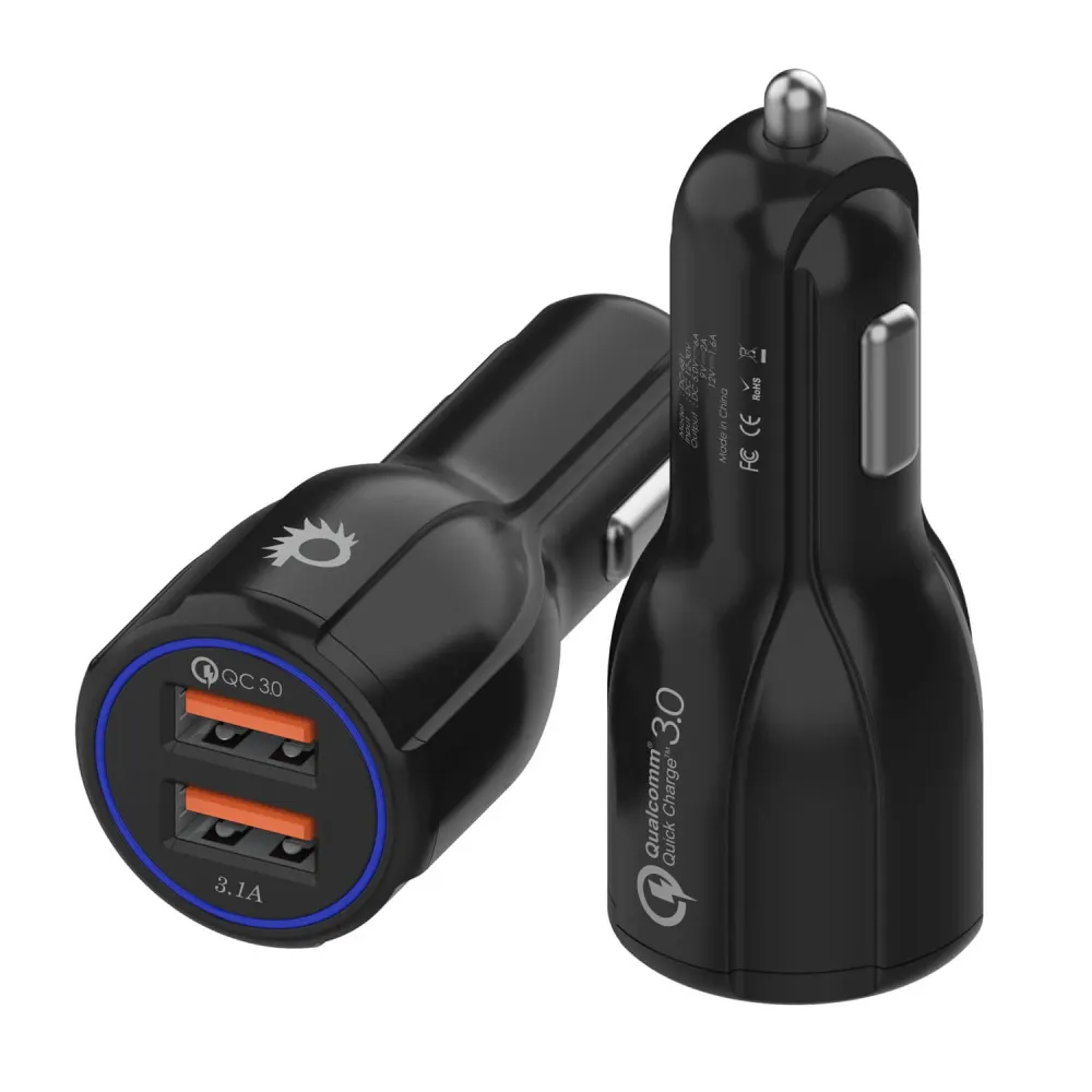 Chargeur mural et de voiture noir Ghostek® NRGcharge QuickCharge 2.0 Rapide Haute-vitesse avec câble Micro USB
