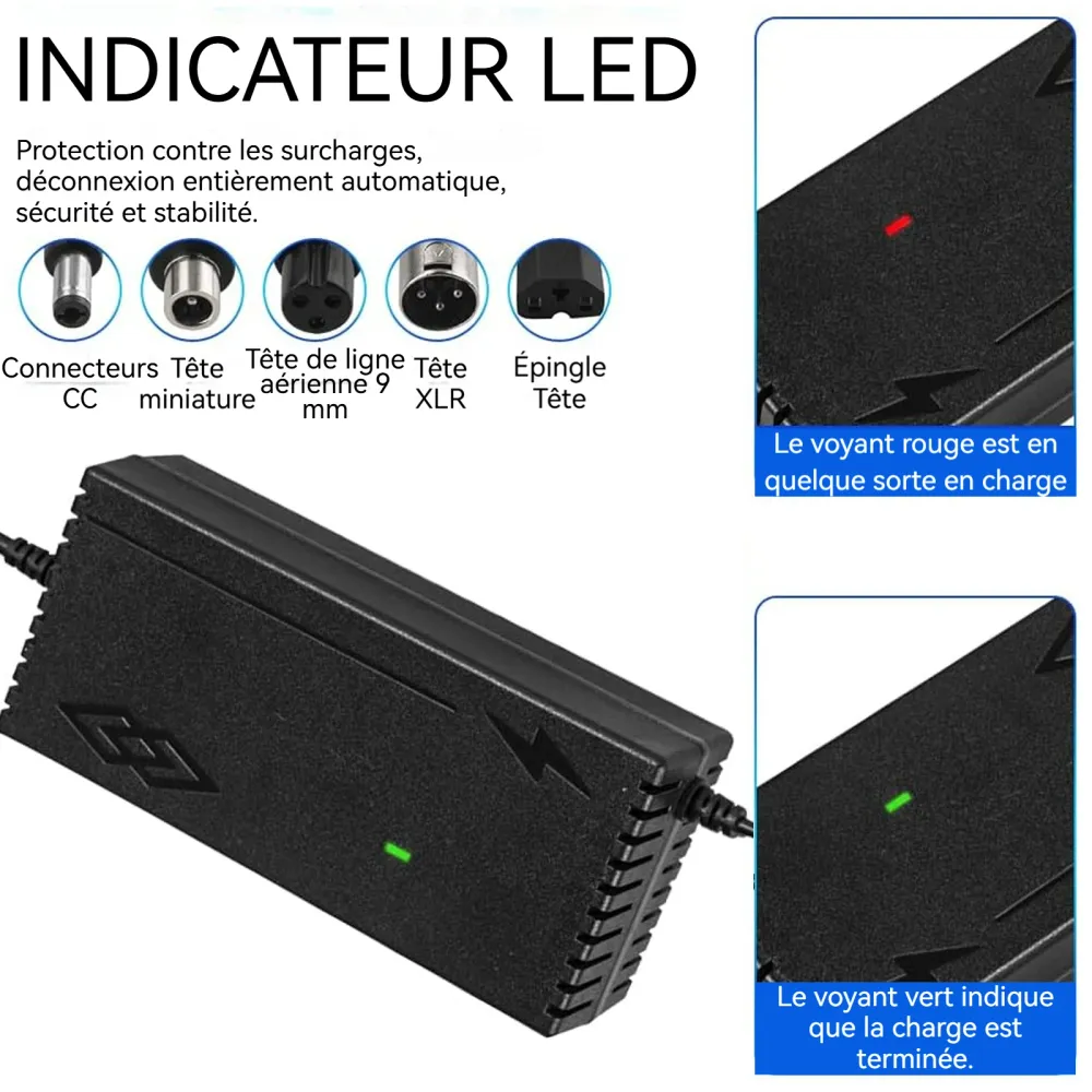Chargeur trotinette electrique 54.6V/2A pour li-ion batterie pour e-bike/scooter/moto adaptateur secteur alimentation char...