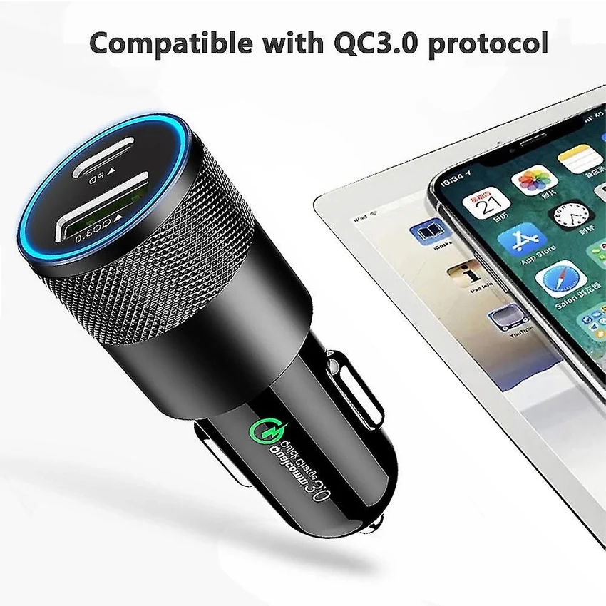 Chargeur de voiture PD 38W Noir