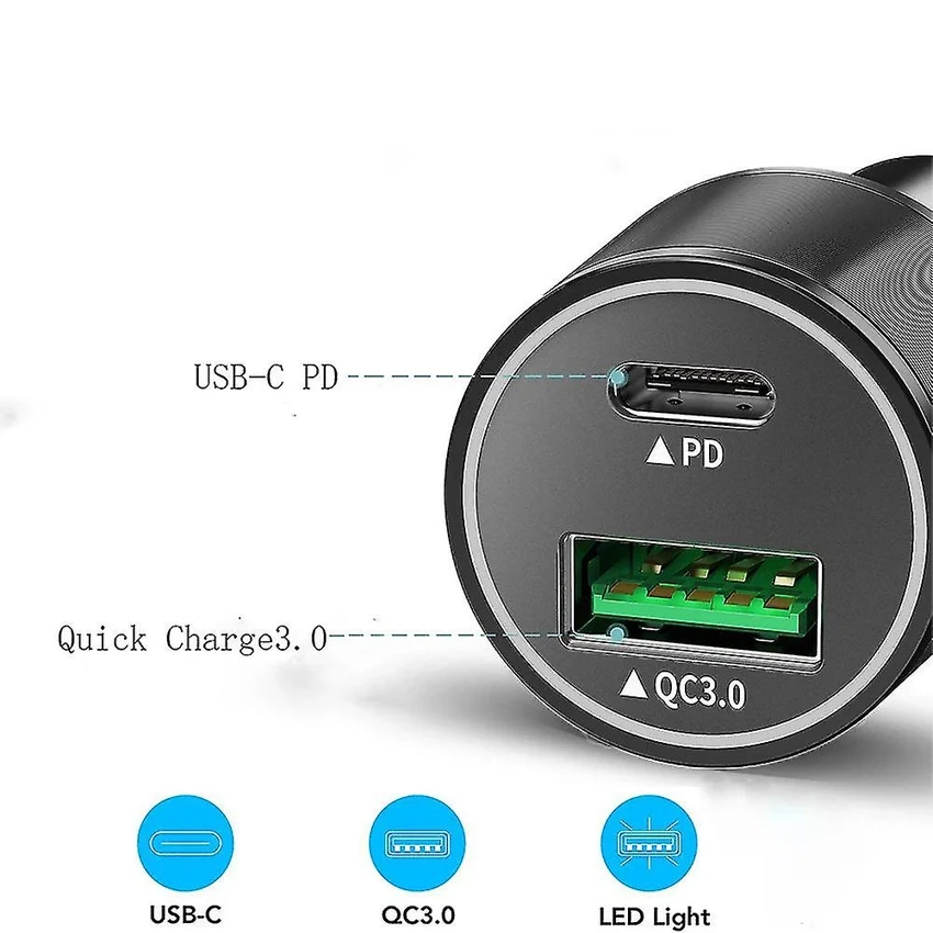 Chargeur de voiture PD 38W Noir