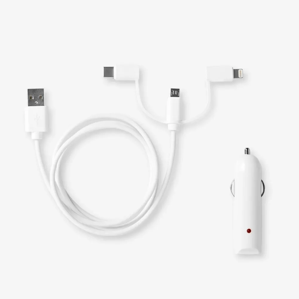 Chargeur de voiture blanc