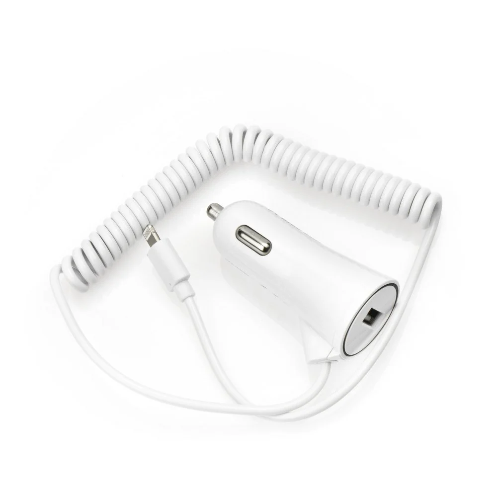 Chargeur de voiture BlueStar avec câble Apple Lightning fixe et port USB (2A -1A)