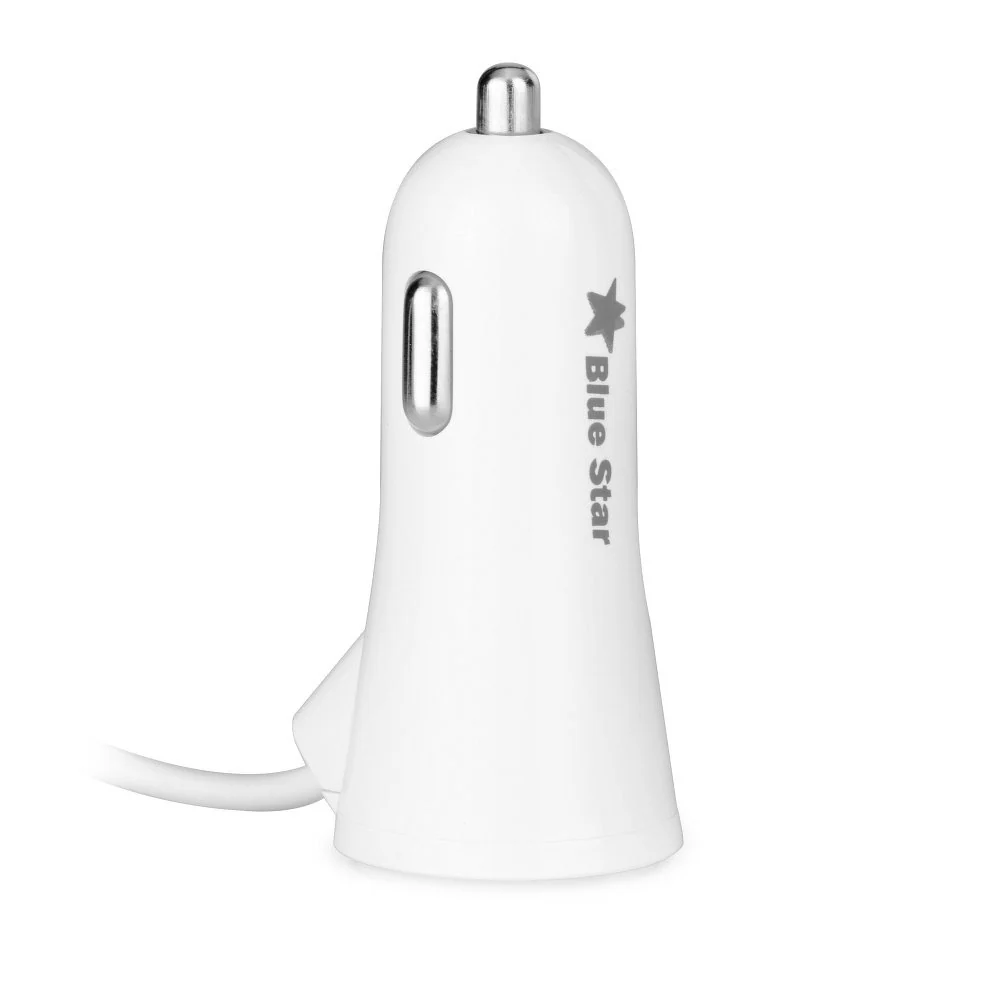 Chargeur de voiture BlueStar avec câble Apple Lightning fixe et port USB (2A -1A)