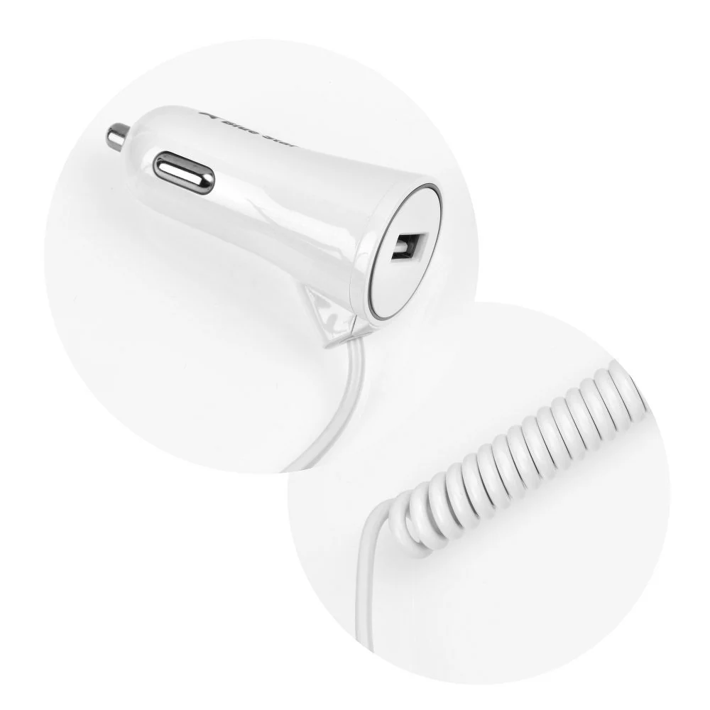 Chargeur de voiture BlueStar avec câble Apple Lightning fixe et port USB (2A -1A)