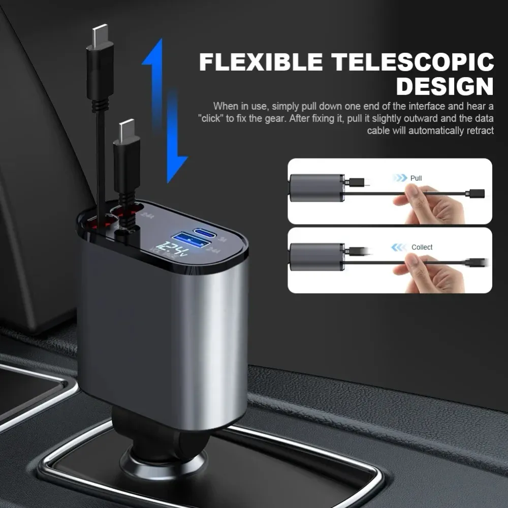 ⚡🚗 Chargeur de voiture intelligent 4-en-1 – Puissant, rapide et universel ! (TK)
