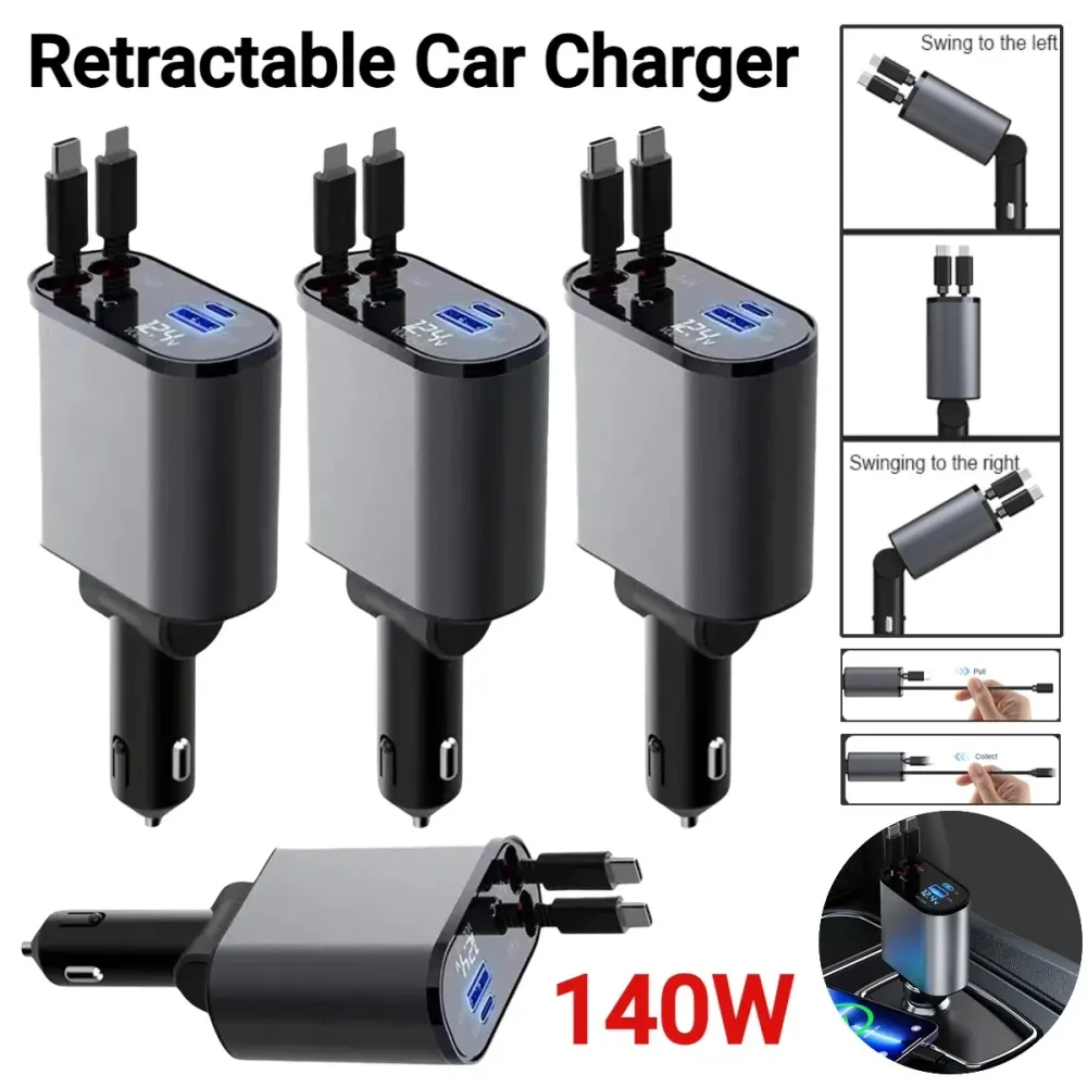 ⚡🚗 Chargeur de voiture intelligent 4-en-1 – Puissant, rapide et universel ! (TK)