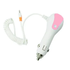 Chargeur de voiture iPhone - Lightning - BLANC-ROSE + Port USB supplémentaire
