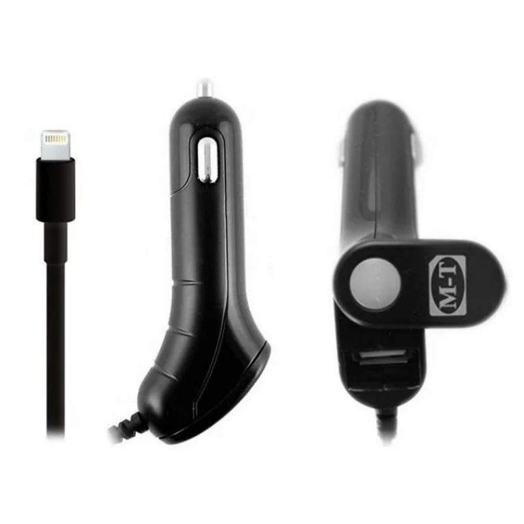 Chargeur voiture Lightning pour Apple - 1A + port USB supplémentaire