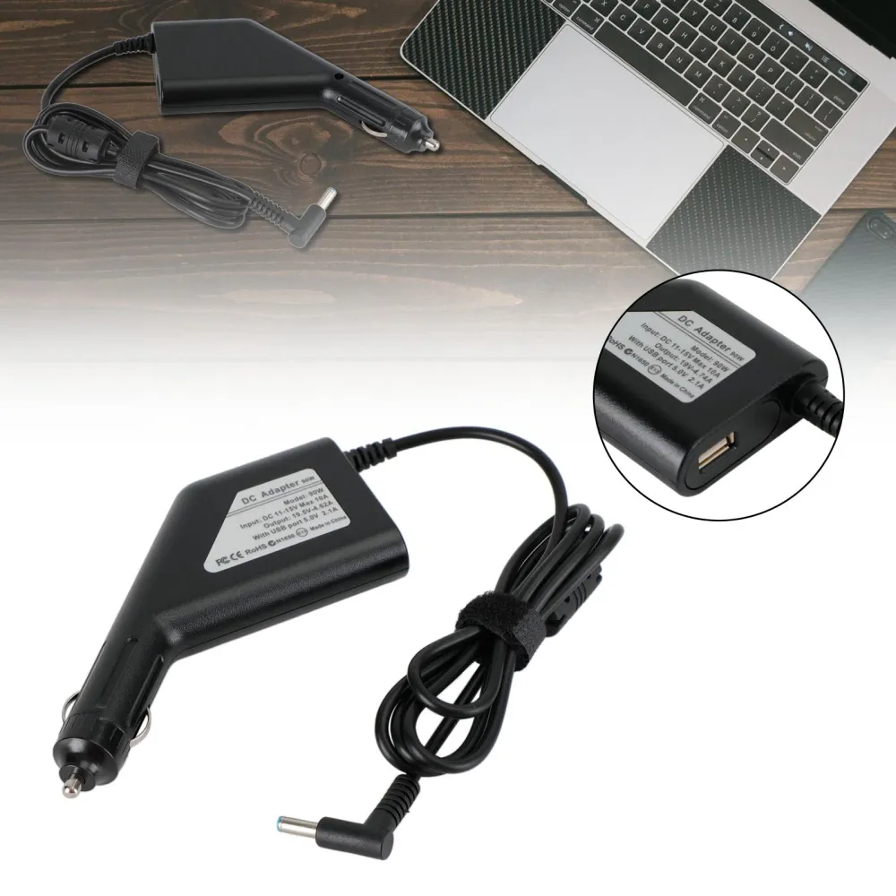 Chargeur de voiture pour ordinateurs portables 19.5V, 4,62 , adaptateur d'alimentation cc pour Hp Envy 14/15