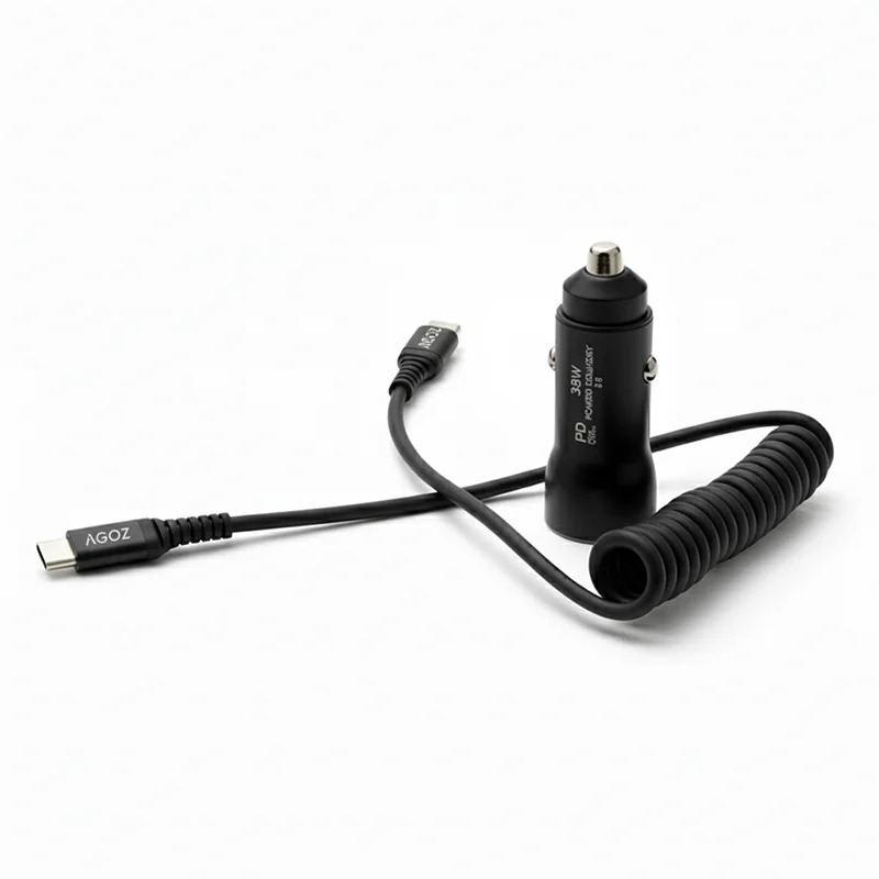 Chargeur de voiture rapide 38W et câble enroulé USB-C pour Elo Pay M60 portable