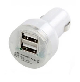 Chargeur voiture USB DUO - 2,1 - BLANC