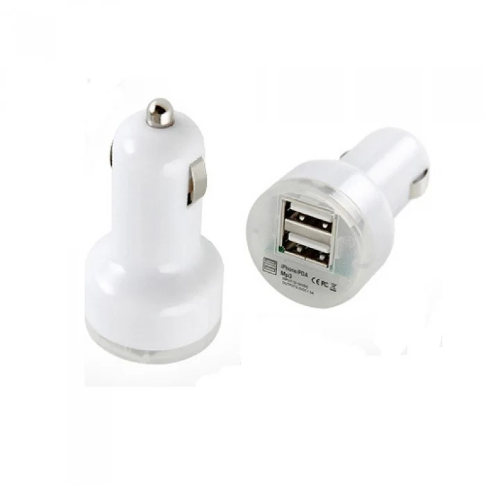 Chargeur voiture USB DUO - 2,1 - BLANC