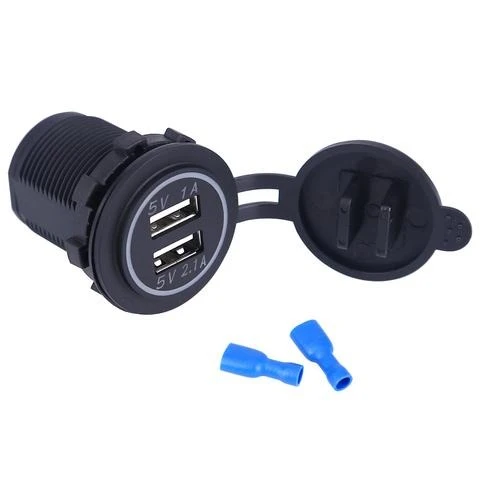 Chargeur de voiture USB intégré - 2 ports - étanche
