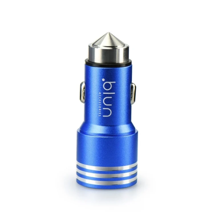 Chargeur de voiture USB 2 ports - 3,1 - Rond bleu