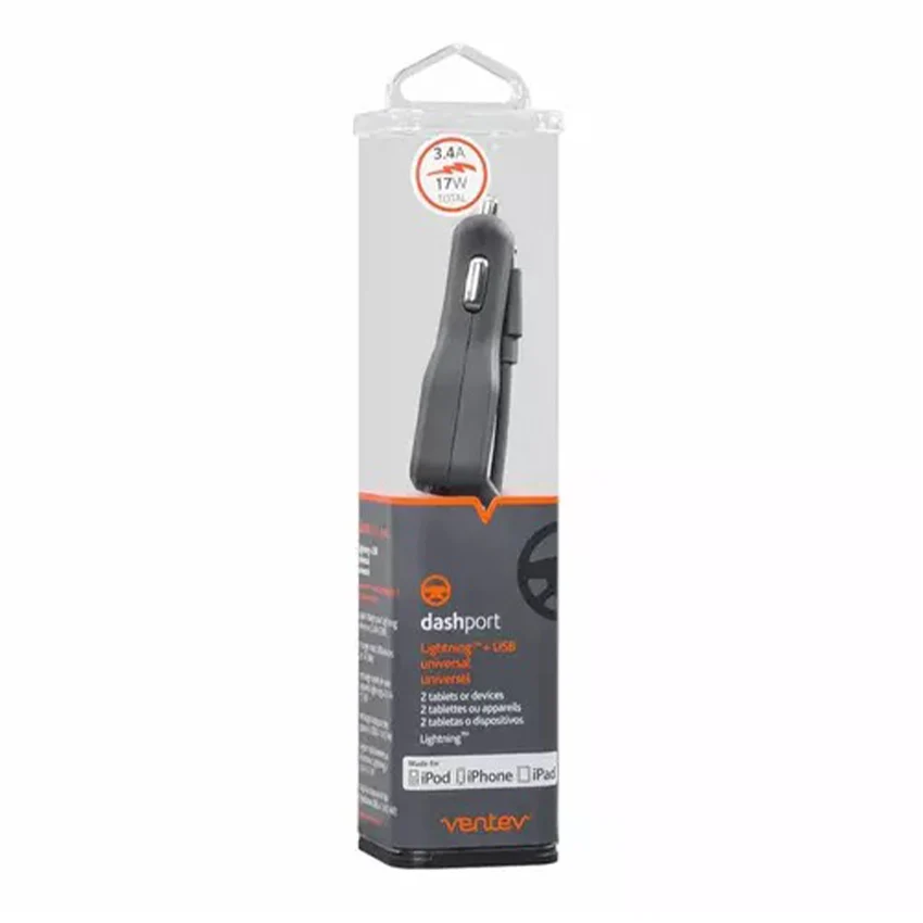 Chargeur de voiture Ventev 3.4A MFI Dashport Lightning