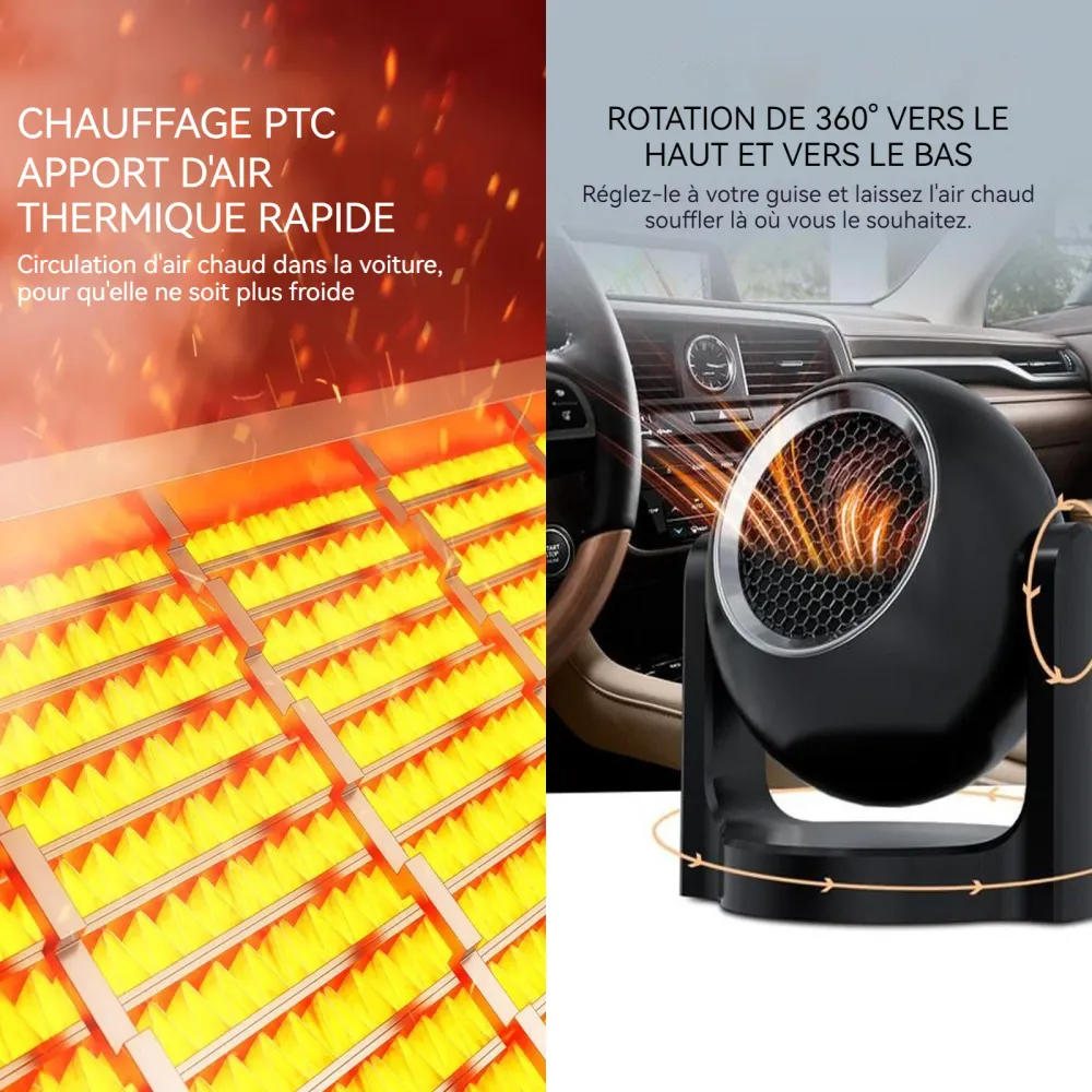 Chauffage de voiture 120W 12v air froid et chaud rotatif à 360 degrés dégivrage et désembuage chauffage réchauffeur de voi...