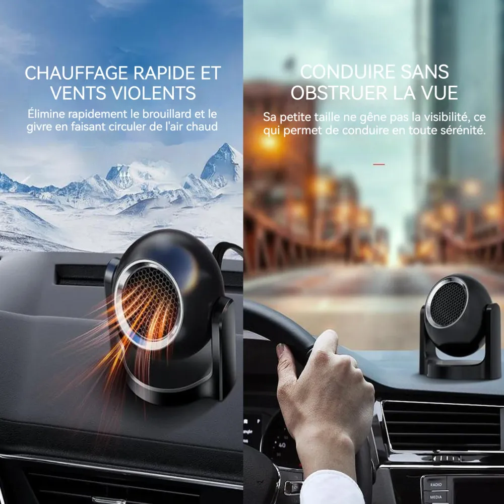 Chauffage de voiture 120W 12v air froid et chaud rotatif à 360 degrés dégivrage et désembuage chauffage réchauffeur de voi...