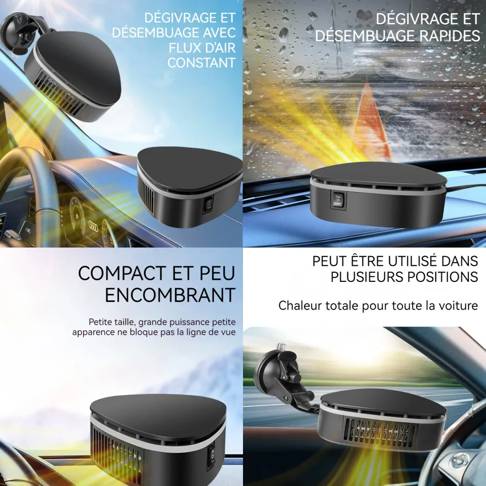 Chauffage de voiture 12x12x5cm air froid et chaud rotatif à 360 degrés dégivrage et désembuage chauffage réchauffeur de vo...