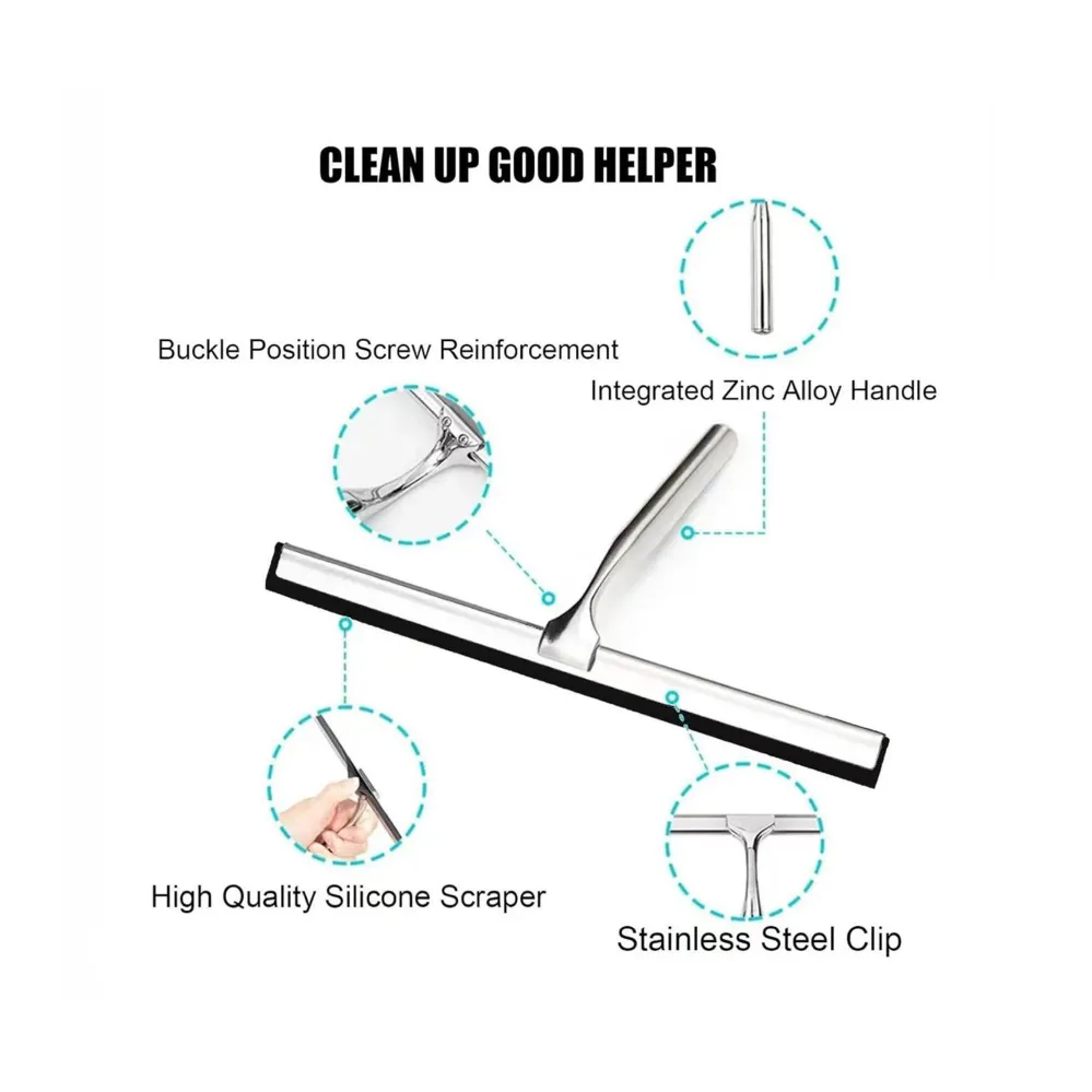 Chefco, SJ-106, Raclette de douche multi-usages en acier inoxydable pour le nettoyage des vitres de douche et de voiture,...