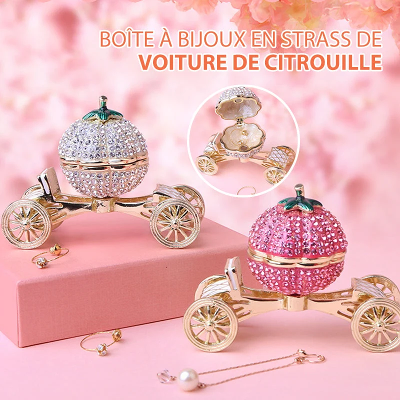 Boîte à Bijoux en Strass de Voiture de Citrouille Blanc ciaovie