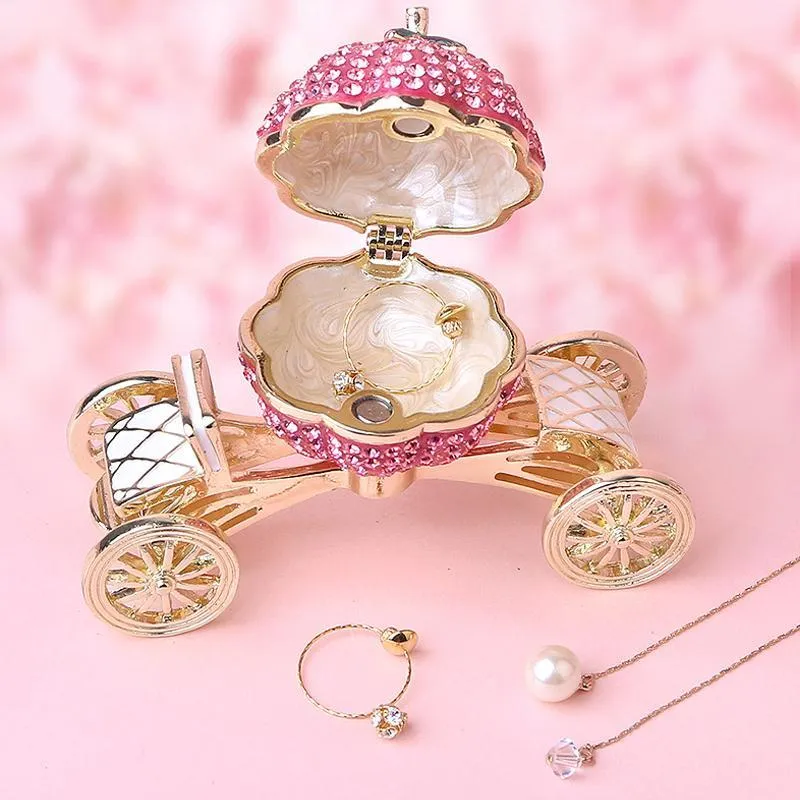 Boîte à Bijoux en Strass de Voiture de Citrouille Blanc ciaovie