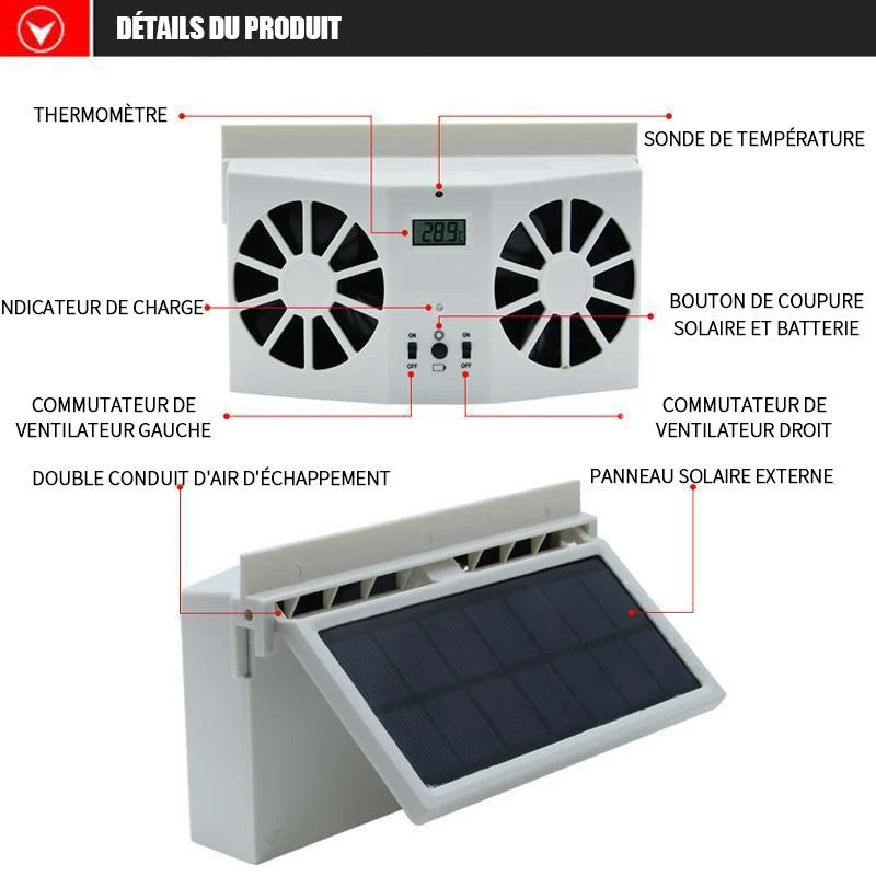 Ciaovie™ Ventilateur D'échappement Solaire De Voiture