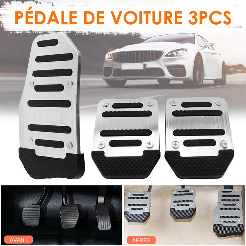 Pédale anti-dérapante pour voiture(3PCS) Argent ciaovie