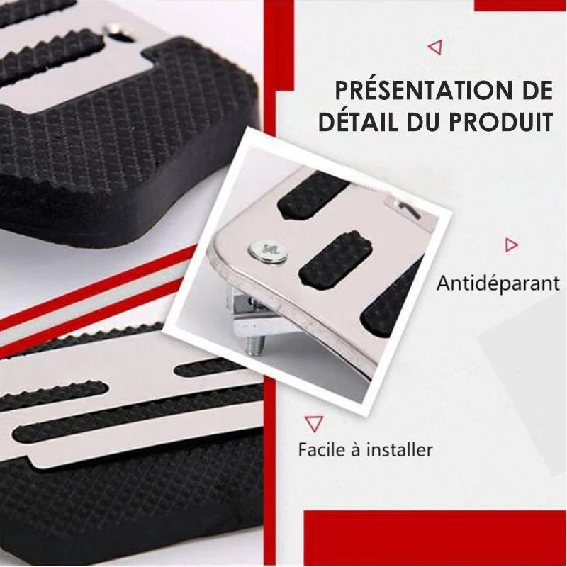 Pédale anti-dérapante pour voiture(3PCS) Argent ciaovie