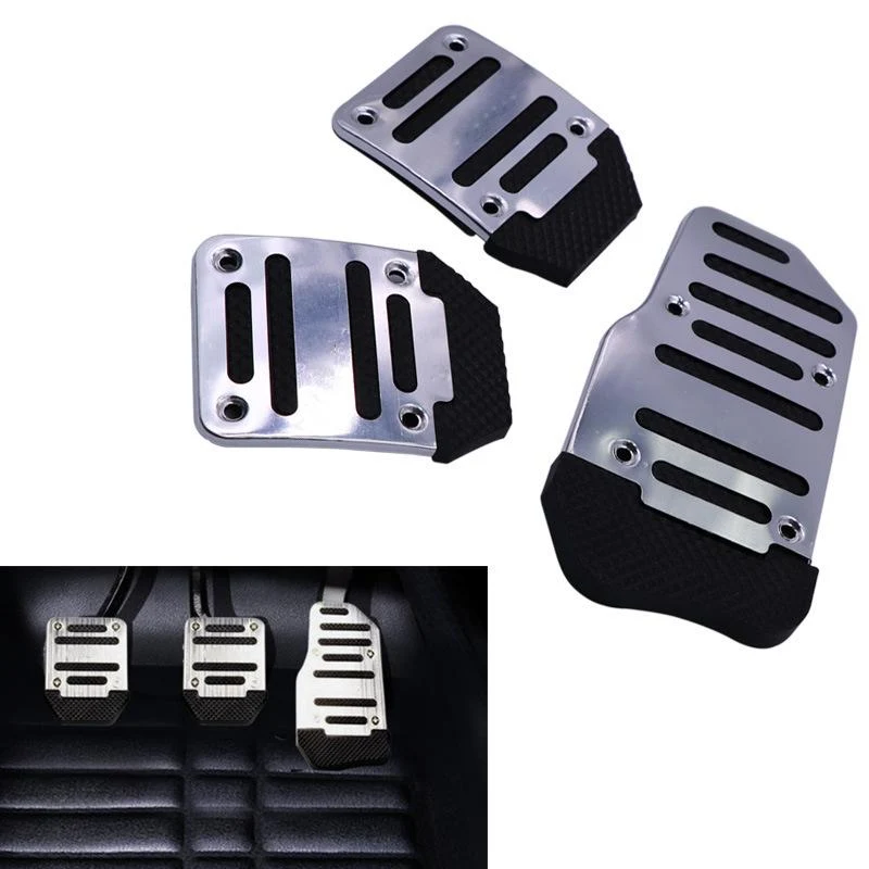 Pédale anti-dérapante pour voiture(3PCS) Argent ciaovie