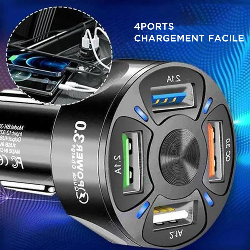 Port de charge rapide 4-EN-1 pour voiture ciaovie