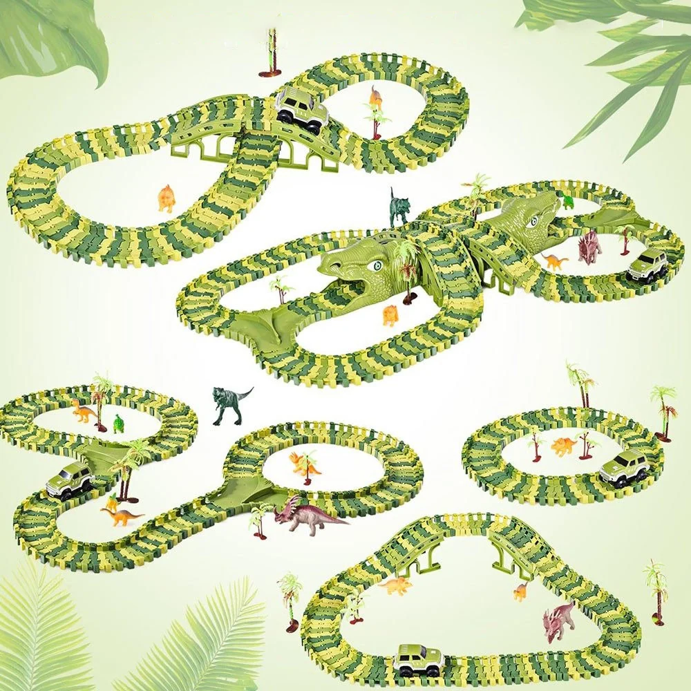 Circuit Voiture Modulable avec Dinosaures 240 pièces - livraison offerte