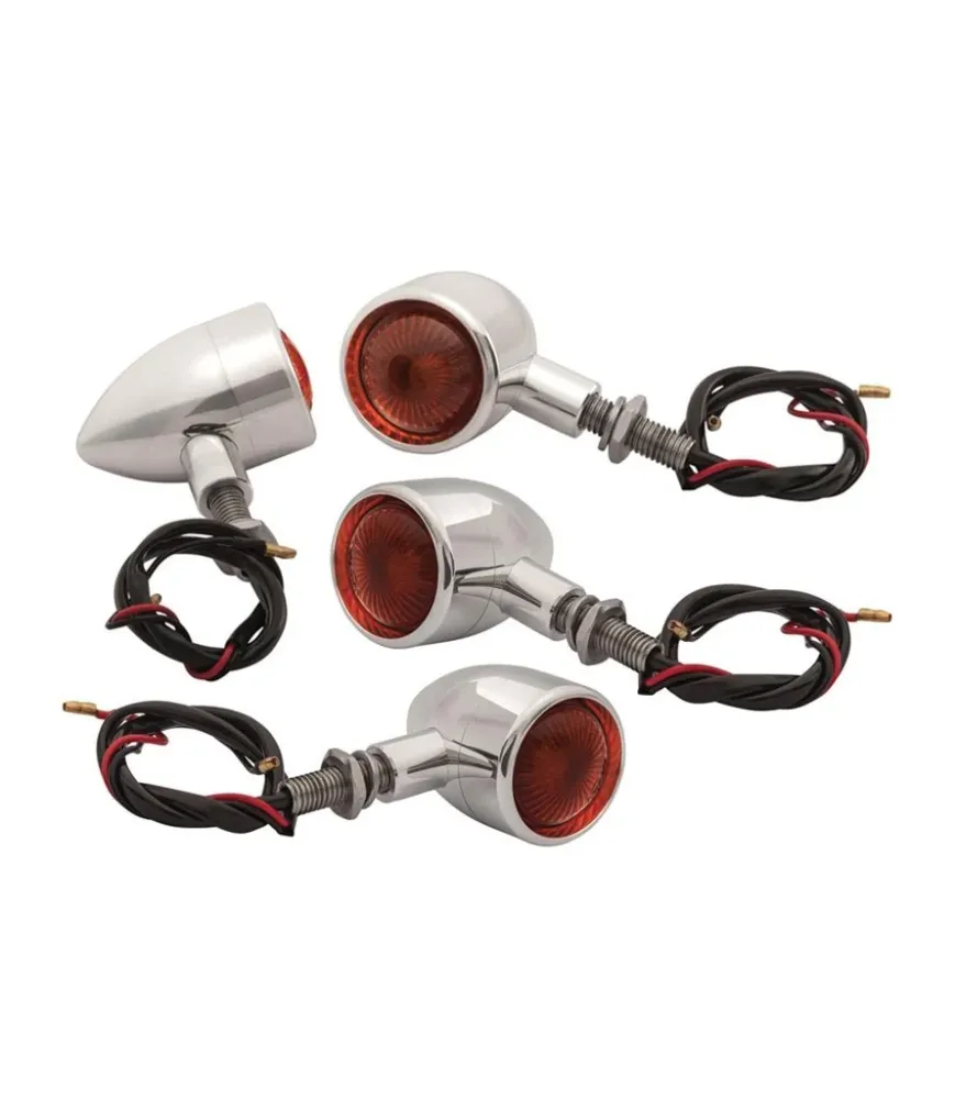 Clignotants Moto Custom Chromés Homologués - Lot de 4