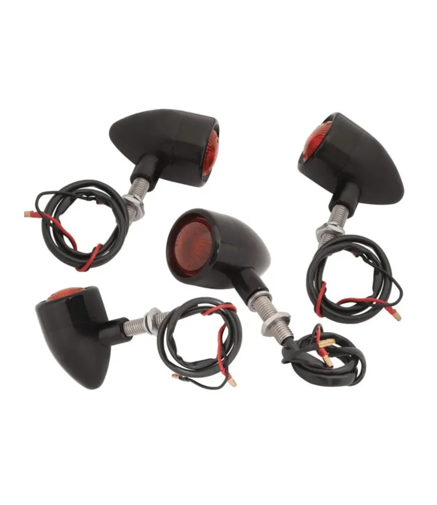 Clignotants Moto Custom Noires Homologuées - Lot de 4