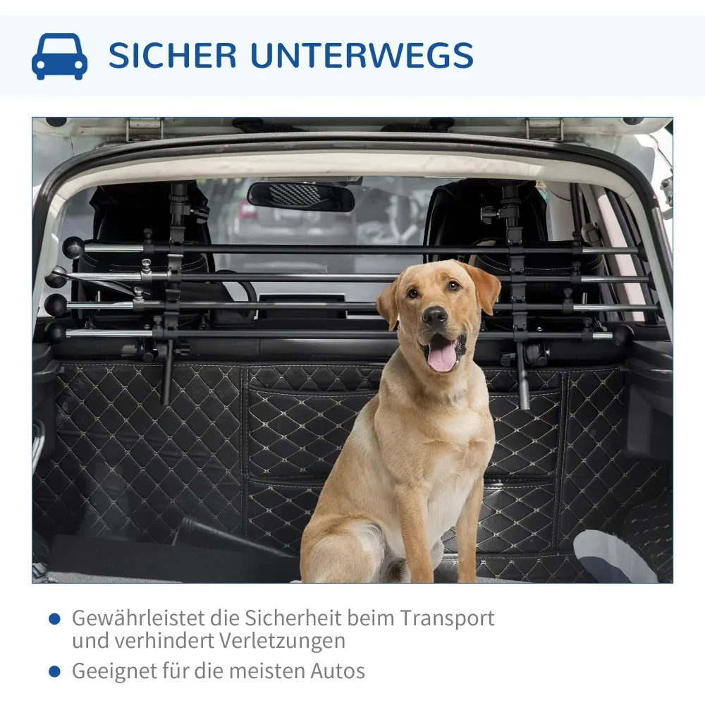 Cloison de voiture pour chien réglable en hauteur et en largeur noire, 140x50cm