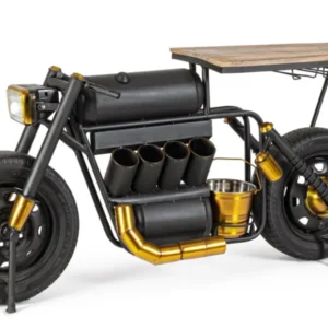 Console bar Moto en acier et bois de manguier
