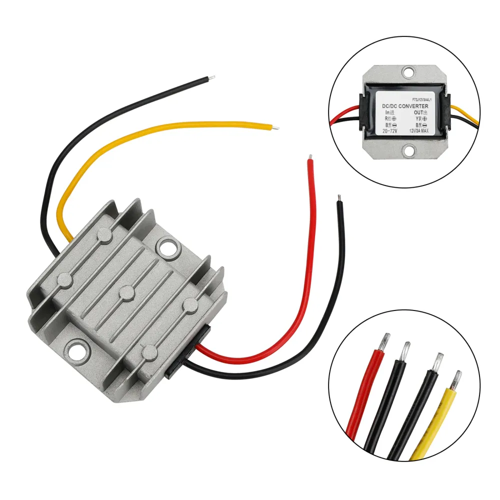 Convertisseur abaisseur étanche 20-72V à DC12V 3A, Module d'alimentation de voiture